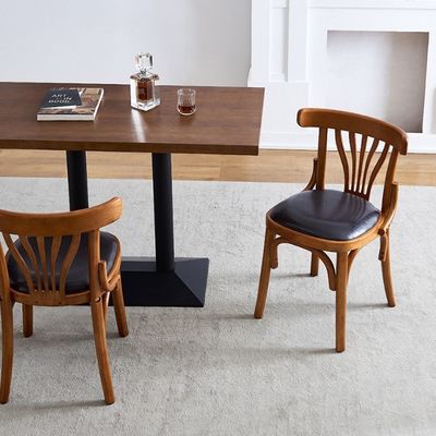 Hotel Restaurant Wooden Armless Dining Chair with Pu Leather Cover and Wooden Structure