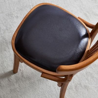 Hotel Restaurant Wooden Armless Dining Chair with Pu Leather Cover and Wooden Structure