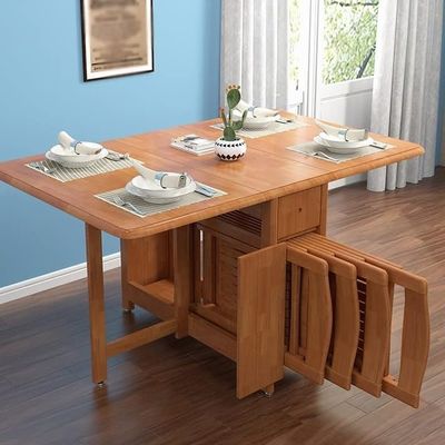Home Office Solid Wood Folding Dinning Table in American Walnut Color with Solid Frame and Style