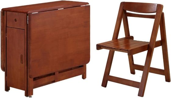 Home Office Solid Wood Folding Dinning Table in American Walnut Color with Solid Frame and Style