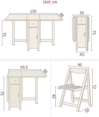 Home Office Solid Wood Folding Dinning Table in American Walnut Color with Solid Frame and Style