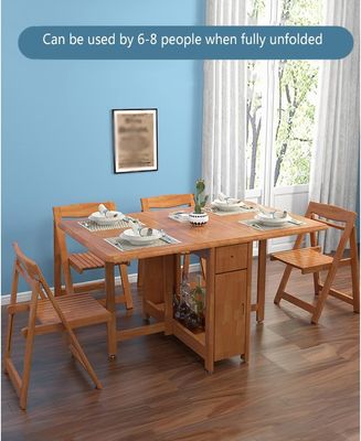 Home Office Solid Wood Folding Dinning Table in American Walnut Color with Solid Frame and Style