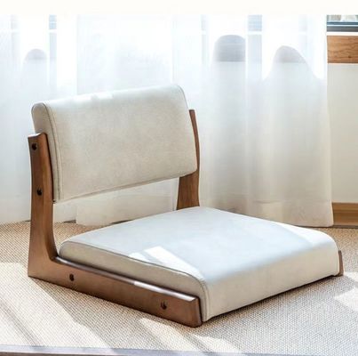 Customized Japanese Tatami Wood Legless Floor Tea Chair with Back Support