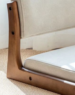 Customized Japanese Tatami Wood Legless Floor Tea Chair with Back Support