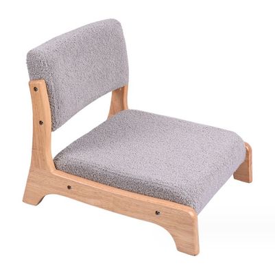 Mail Packing Japanese Style Tatami Wood Legless Floor Tea Chair Solid Wood with Back Support
