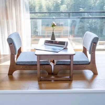 Mail Packing Japanese Style Tatami Wood Legless Floor Tea Chair Solid Wood with Back Support