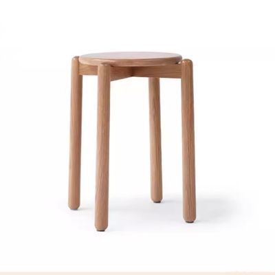 Stackable Wood Stool Solid Wood Dining Chair Simply Designed with Oak Wood Cover Material