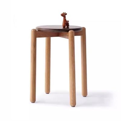 Stackable Wood Stool Solid Wood Dining Chair Simply Designed with Oak Wood Cover Material