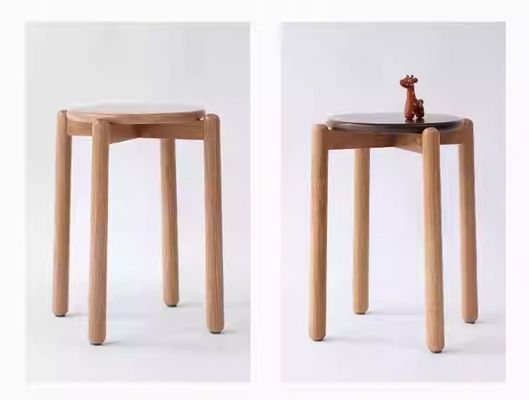Stackable Wood Stool Solid Wood Dining Chair Simply Designed with Oak Wood Cover Material