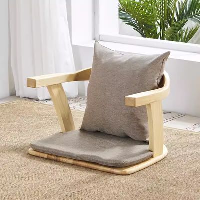 Solid Wood Living Room Furniture Japanese Tatami Floor Chair with Back Support and No Backrest