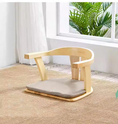 Solid Wood Living Room Furniture Japanese Tatami Floor Chair with Back Support and No Backrest