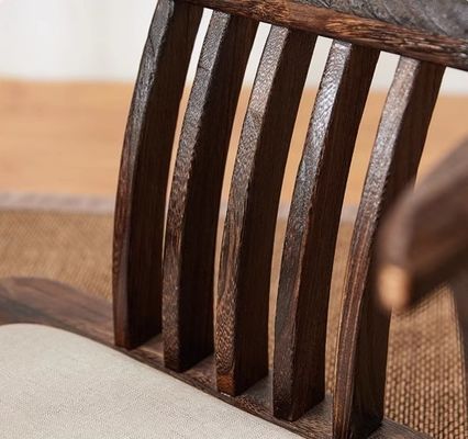 Solid Wood Floor Chair Nitrolacquer Finish and Back Support for Japanese Tatami Wood Legless Floor Tea Chair