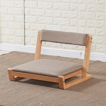 Solid Wood Japanese Tatami Floor Chair with Back Support Comfortable Sitting