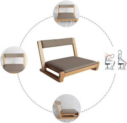 Solid Wood Japanese Tatami Floor Chair with Back Support Comfortable Sitting