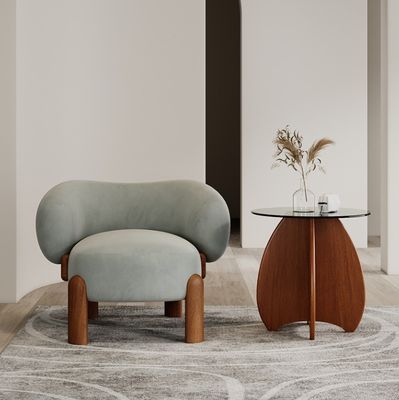 Living Room Sofa Wooden Chairs Customized Color Nordic Design Modern Solid Wood Chair with Lamb Wool