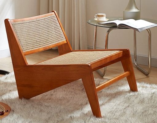 Living Room Chair Design Classical Solid Wood Rattan Chair for Nordic Lounge and Contemporary Furniture