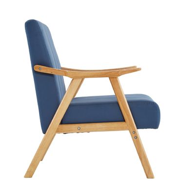 Wabi-Sabi Design Style Fabric Upholstered Solid Wood Leisure Lounge Wooden Sofa Chair for Living Room