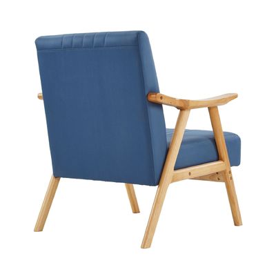 Wabi-Sabi Design Style Fabric Upholstered Solid Wood Leisure Lounge Wooden Sofa Chair for Living Room