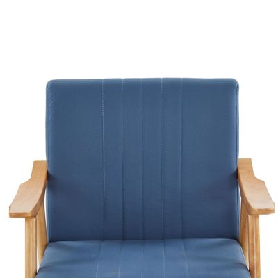 Wabi-Sabi Design Style Fabric Upholstered Solid Wood Leisure Lounge Wooden Sofa Chair for Living Room