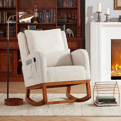 Nordic Fabric Minimalist Cafe Wooden Lounge Chair Accent Leisure Chairs Armchair Home Office Furniture Single Sofa Chair