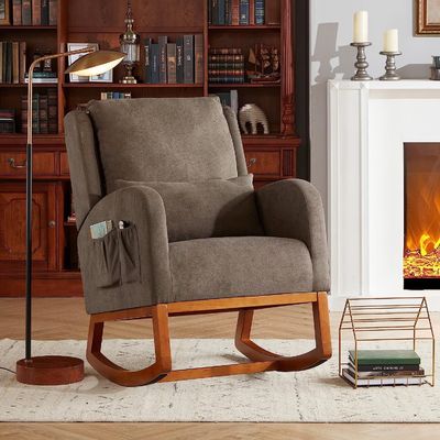 Nordic Fabric Minimalist Cafe Wooden Lounge Chair Accent Leisure Chairs Armchair Home Office Furniture Single Sofa Chair