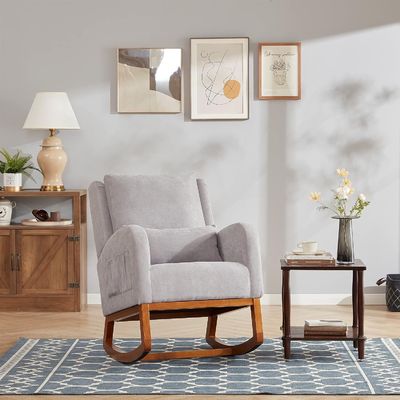 Nordic Fabric Minimalist Cafe Wooden Lounge Chair Accent Leisure Chairs Armchair Home Office Furniture Single Sofa Chair