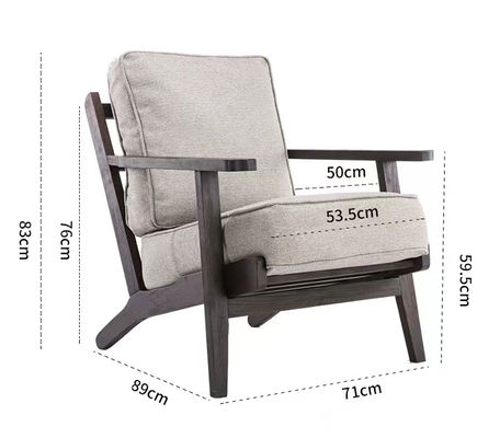 Fabric Upholstered Solid Wood Chair Nitrolacquer Finish Leisure Lounge Chair for Living Room