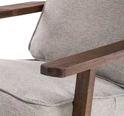 Fabric Upholstered Solid Wood Chair Nitrolacquer Finish Leisure Lounge Chair for Living Room