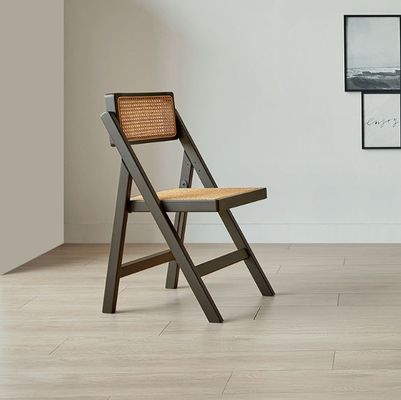 Modern Brown Wooden Wedding Chair Folding Rattan Seat for Office Dining and Weddings in Natural Style