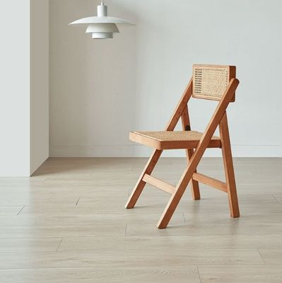 Modern Brown Wooden Wedding Chair Folding Rattan Seat for Office Dining and Weddings in Natural Style