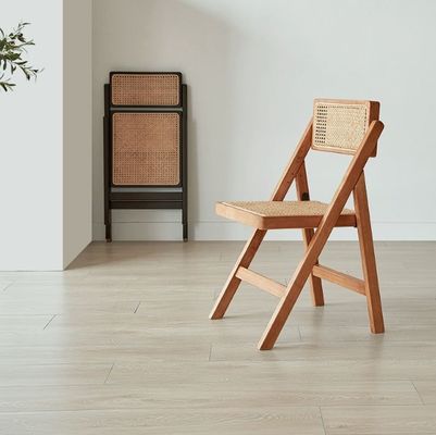 Modern Brown Wooden Wedding Chair Folding Rattan Seat for Office Dining and Weddings in Natural Style
