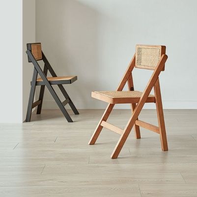 Modern Brown Wooden Wedding Chair Folding Rattan Seat for Office Dining and Weddings in Natural Style