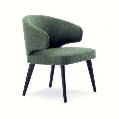 OEM Yes Dining Room Wooden Legs Velvet Armchair Single Seat Wing Backrest Dining Chairs for Luxury Restaurant Furniture