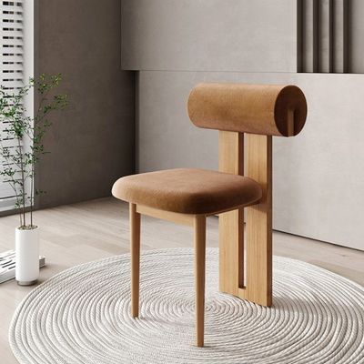 NC/PU Paint Finish Solid Wood Style White Velvet Fabric Upholstered Dining Room Chair Nordic Cafe Dining Chairs