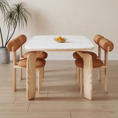 NC/PU Paint Finish Solid Wood Style White Velvet Fabric Upholstered Dining Room Chair Nordic Cafe Dining Chairs