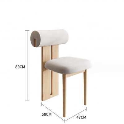 NC/PU Paint Finish Solid Wood Style White Velvet Fabric Upholstered Dining Room Chair Nordic Cafe Dining Chairs