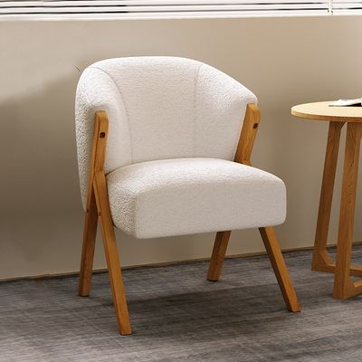 Modern Nordic Wood Chair Sturdy Ash Solid Wood Frame for Hotel Design Velvet Lamb Wool Wooden Sofa Chairs