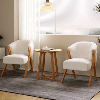 Modern Nordic Wood Chair Sturdy Ash Solid Wood Frame for Hotel Design Velvet Lamb Wool Wooden Sofa Chairs