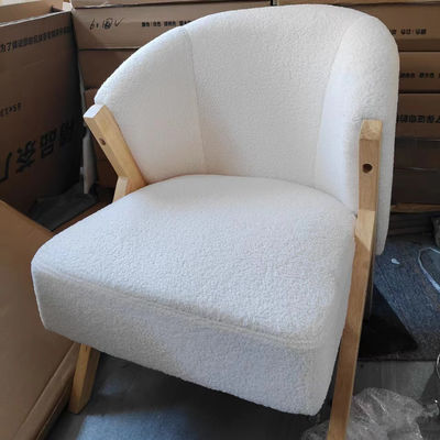 Modern Nordic Wood Chair Sturdy Ash Solid Wood Frame for Hotel Design Velvet Lamb Wool Wooden Sofa Chairs