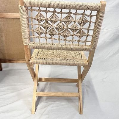 Classical Woven Rope Cord Nordic Lounge Chair with Customized Designs Solid Wood