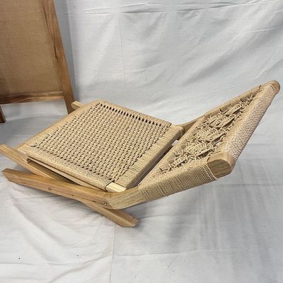 Classical Woven Rope Cord Nordic Lounge Chair with Customized Designs Solid Wood