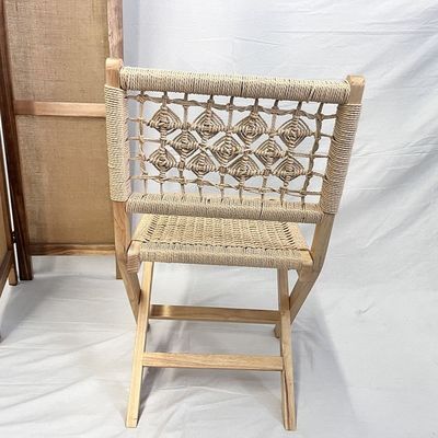 Classical Woven Rope Cord Nordic Lounge Chair with Customized Designs Solid Wood