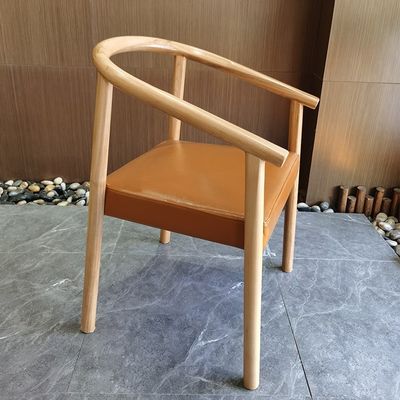 North European Solid Wood PU Leather Pads Dining Chair for Restaurant Customized Design and OEM Service Accepted
