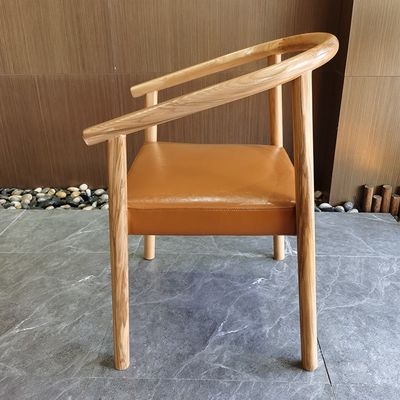 North European Solid Wood PU Leather Pads Dining Chair for Restaurant Customized Design and OEM Service Accepted