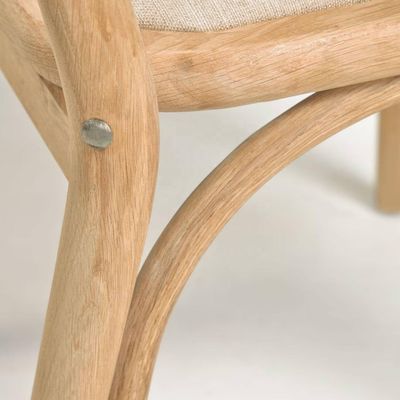 Dining Room Furniture White Linen Fabric Dining Chair with Pad and Curved Backrest Walnut Color Wood in Customized Color
