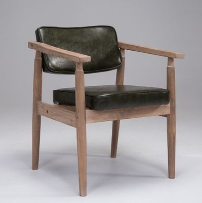 European Modern Dining Furniture Solid Wood PU Leather Chairs in Natural Wood Color for Sample Dining Room