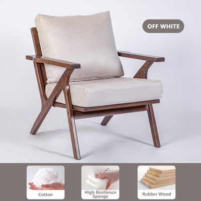 Living Room Accent Arm Chair Modern Nordic Wood Chair with Velvet Lamb Wool Hotel Design Furniture in White/Black/Yellow