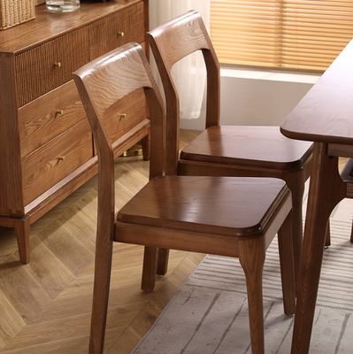 Classic Modern Style Brown Solid Wood Dining Chair for Restaurant Seating in Brown