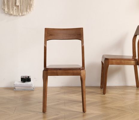 Classic Modern Style Brown Solid Wood Dining Chair for Restaurant Seating in Brown