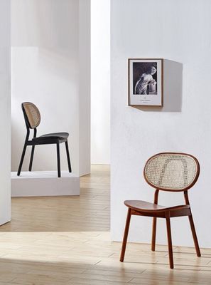 Experience the Perfect Blend of Classic and Modern with Fabric Covered Wood Dining Chair in Italian Style